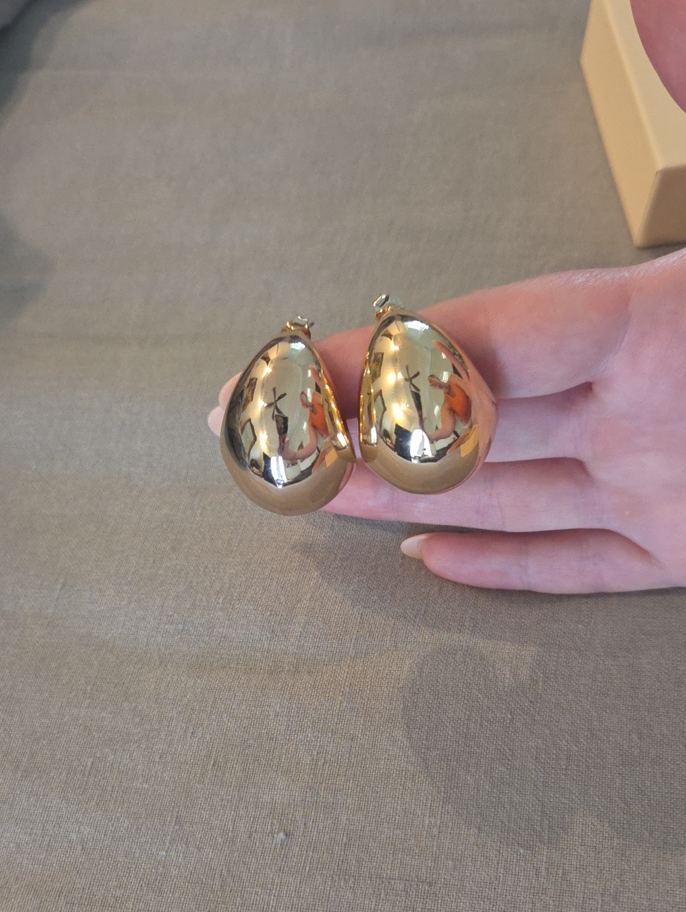 Gold-Tone Teardrop Dome Earrings